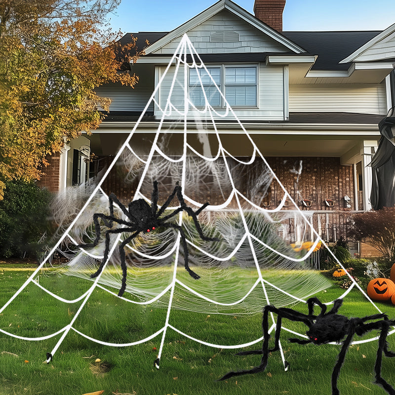 The Best Halloween Decoration, Terrifying 59-inch Big Spider, 200-inch Big Spider Web, Suitable for Indoor and Outdoor Decoration Ornaments