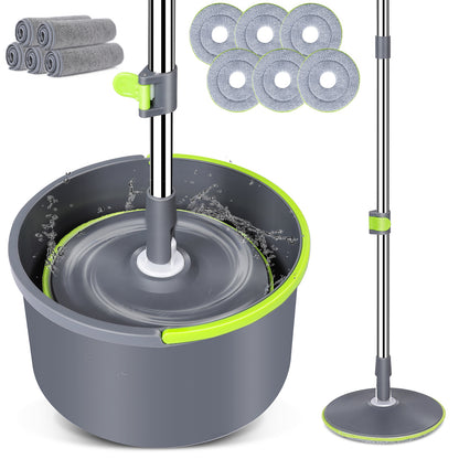 Masthome Flat Spin Mop and Bucket Set with 6 Refills
