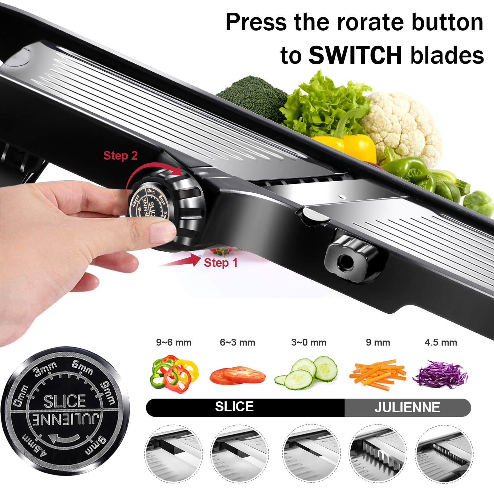 Mandoline Adjustable Stainless Steel Food Slicer | Masthome