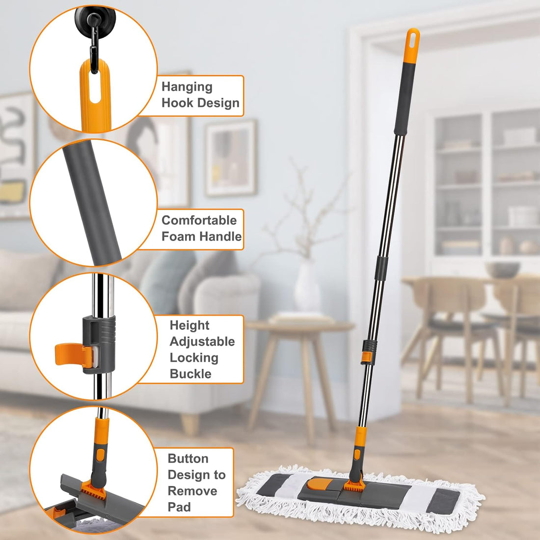 Masthome Microfiber Dust Floor Mop with 2 Washable Pads