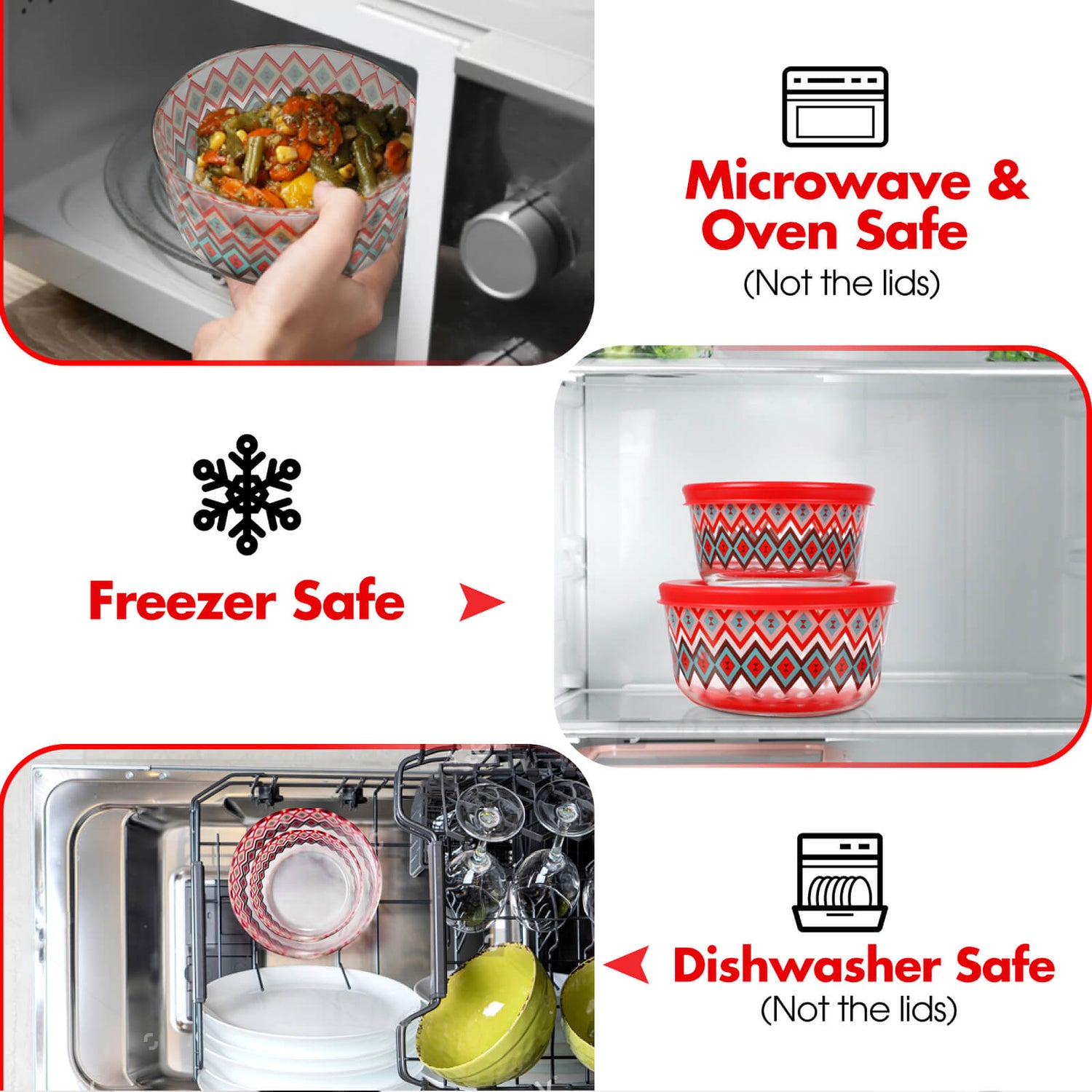 Glass Food Storage Containers W/Airtight Lids - Microwave/Oven
