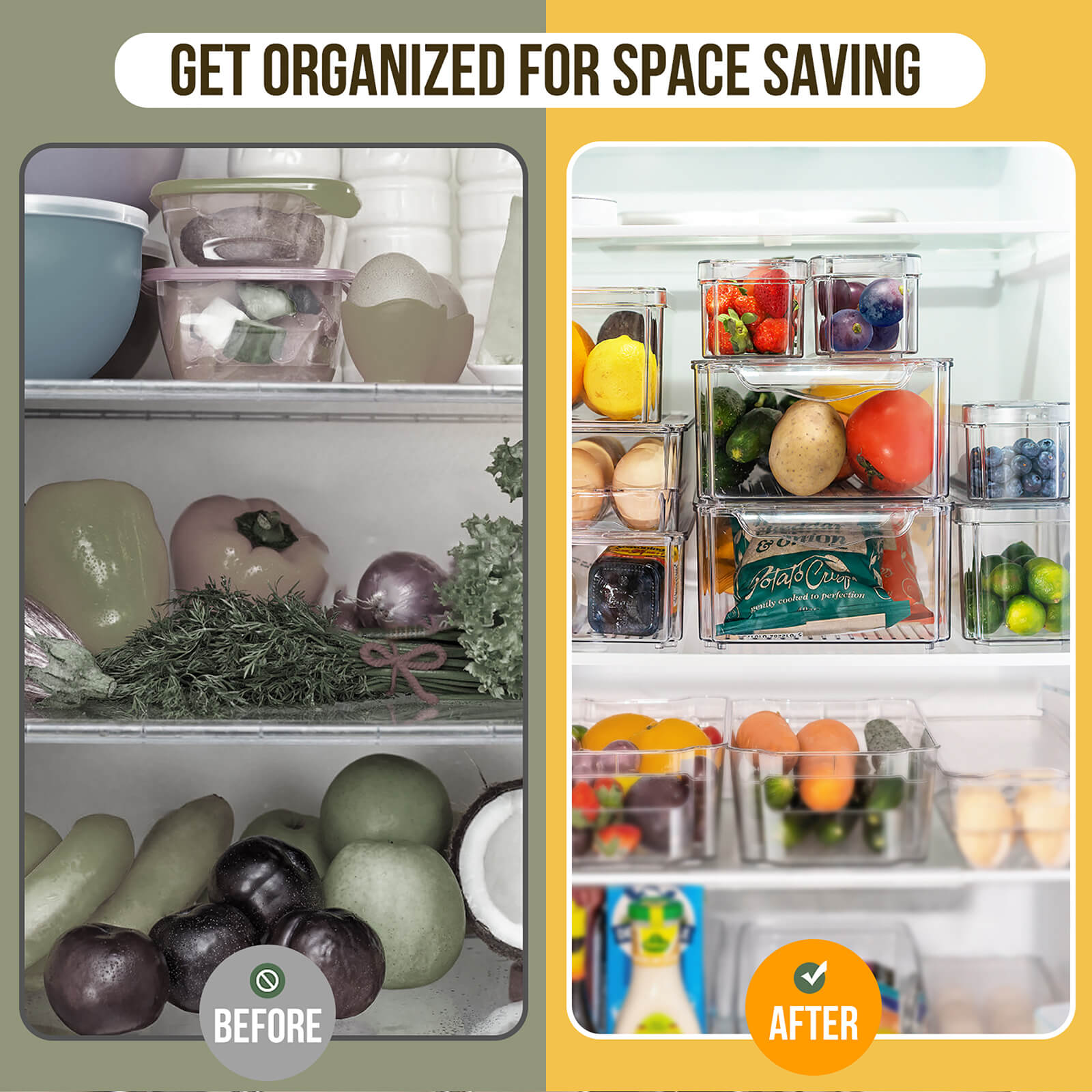 Masthome 9-Piece Fridge Storage Organizer with Egg Tray