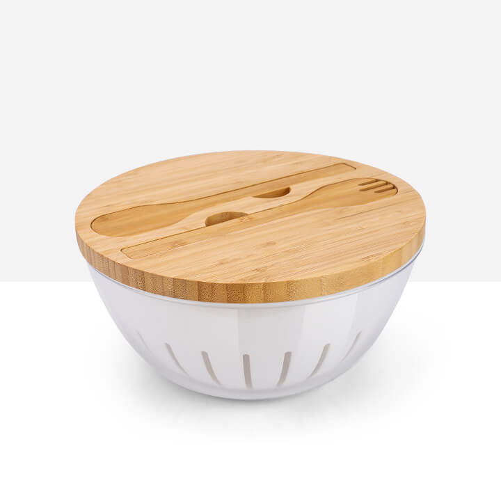 Cuffie Chef Salad Bowl Set, Bowl with Lid, Rustic Large Salad  Bowl with Lid, Made from Bamboo Fibers and Melamine, Comes Complete with  Bowl, Silicone-Lined Lid, 2 Salad Utensils: Salad