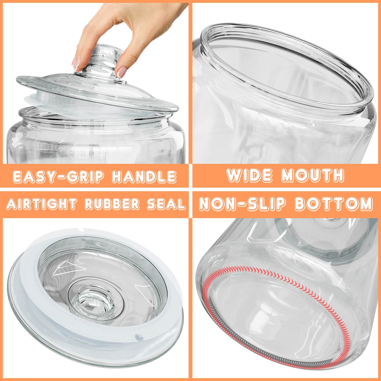 Glass Jar with Glass Lid (1 Gallon) - WebstaurantStore