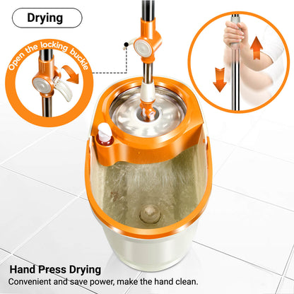 Spin mop system with foot pedal
