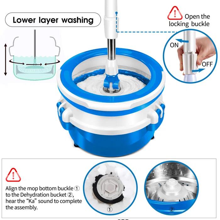 Masthome 2 in 1 Spin Mop and Bucket with 3 Refills