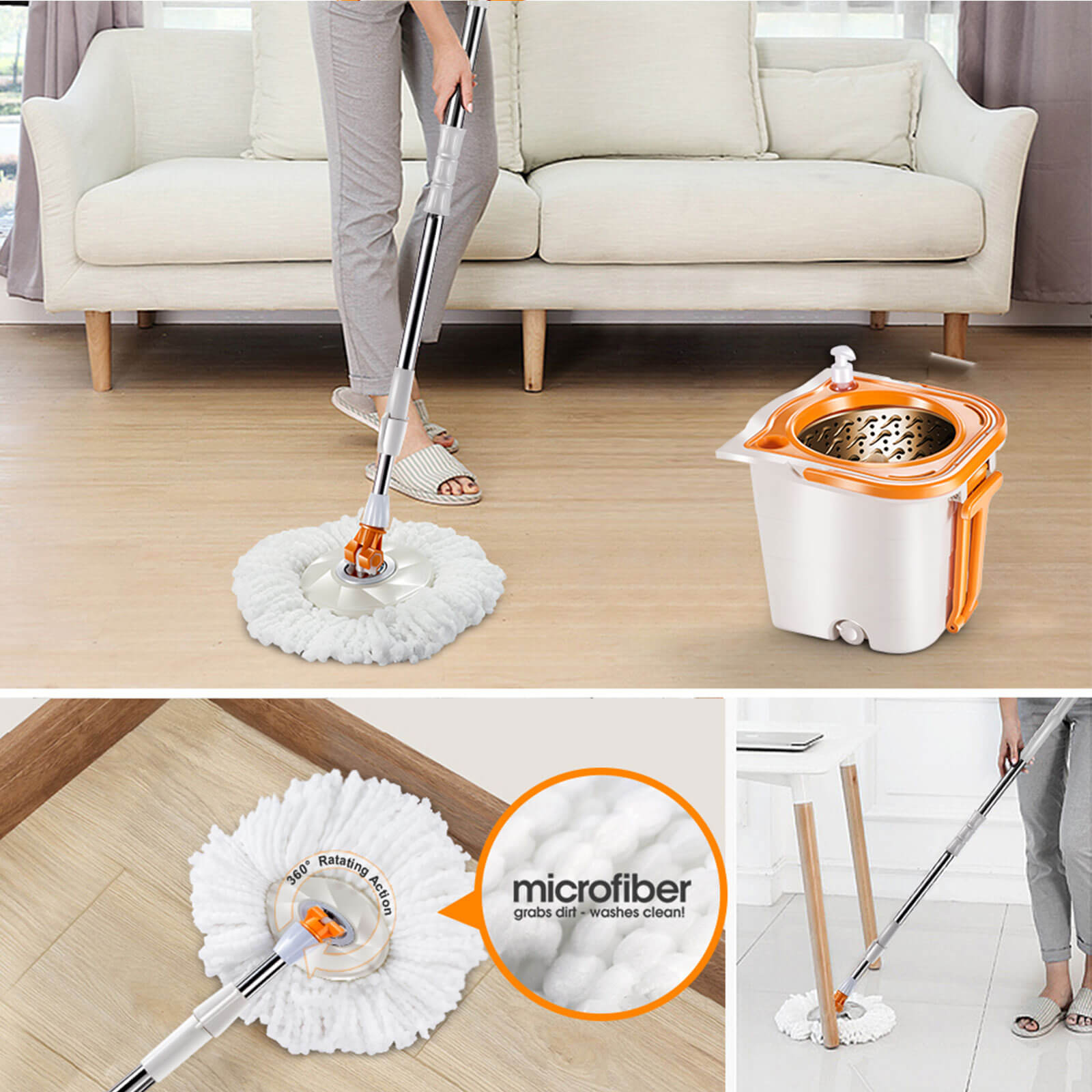 Microfiber Spin Mop selling with Bucket