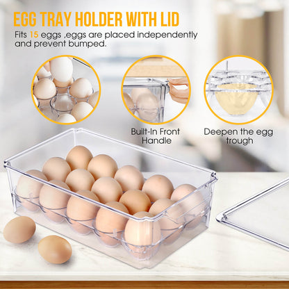 Masthome 9-Piece Fridge Storage Organizer with Egg Tray