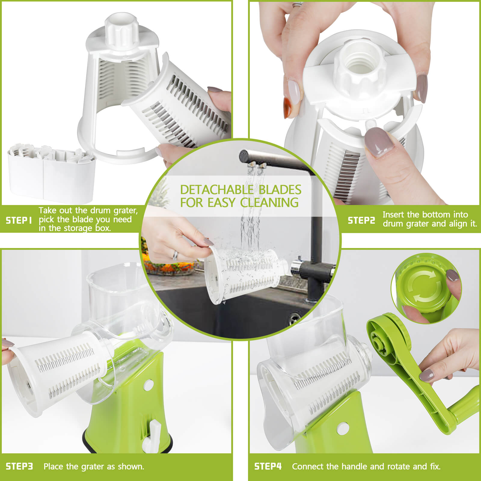 NEW 3-in-1 Spinning/Rotating Mandoline and Countertop Food Slicer and Grater