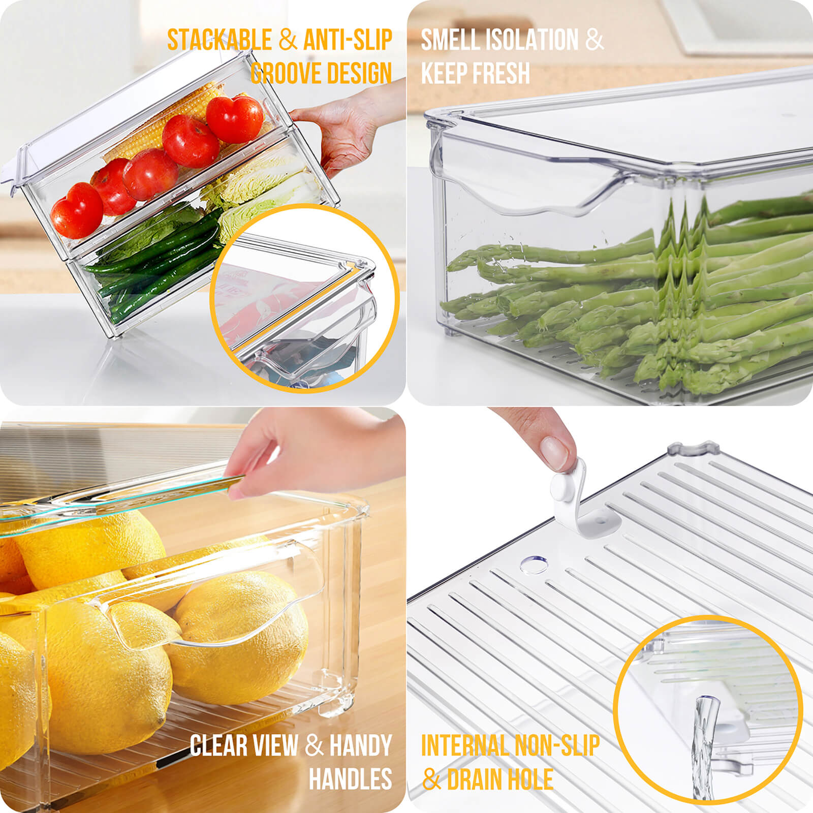 Masthome 9-Piece Fridge Storage Organizer with Egg Tray