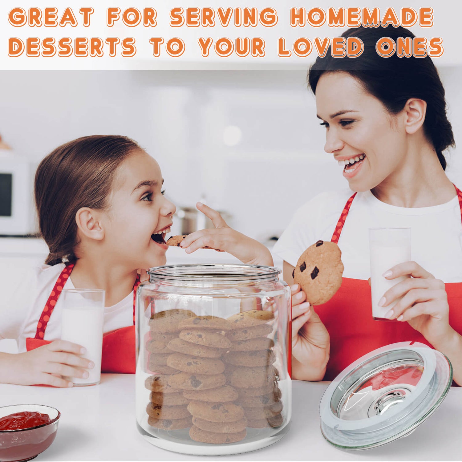 Masthome Large Glass Jar,1 Gallon Glass Jar with Lid, Airtight,Dishwasher  Safe,Wide Mouth Glass Storage Canister for Pasta,Flour,Nuts,Cookies