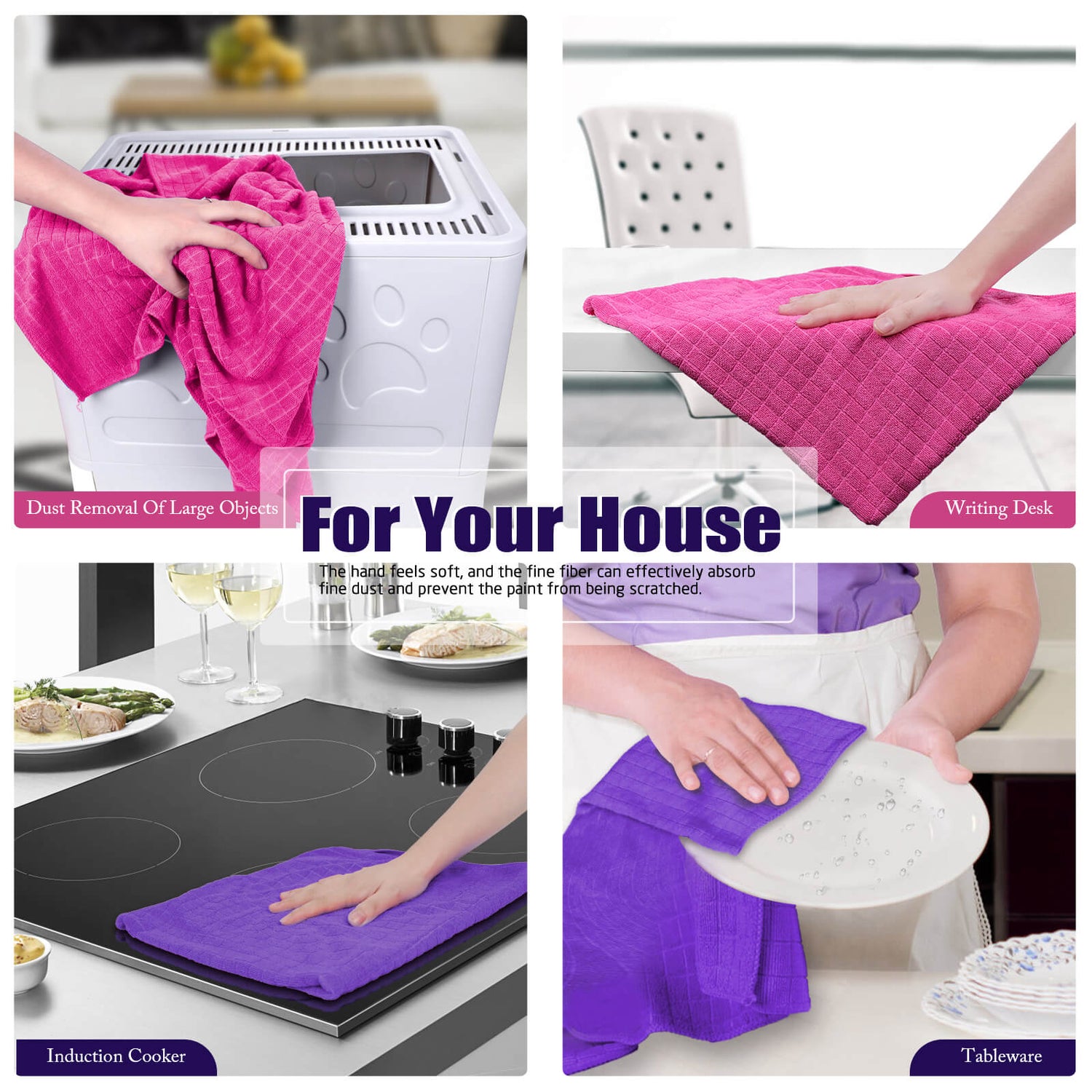 12pcs Kitchen Dish Towels, Microfiber Cleaning Cloth, Double-sided Microfiber  Towel Lint-free, Super Absorbent And Dry Quickly, Suitable For Kitchen