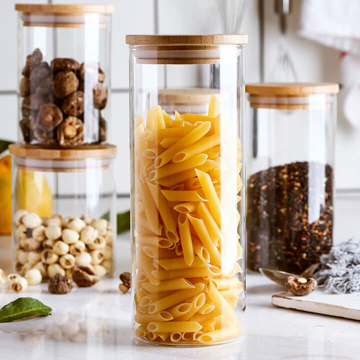 Masthome Airtight Glass Jar Set with Bamboo Lid