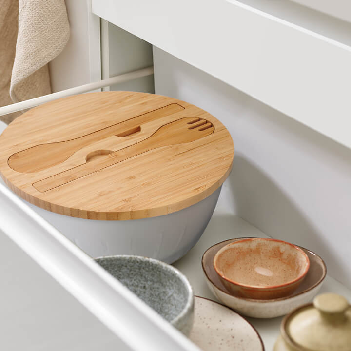 Masthome Salad Bowl Set with Bamboo Wood Lid