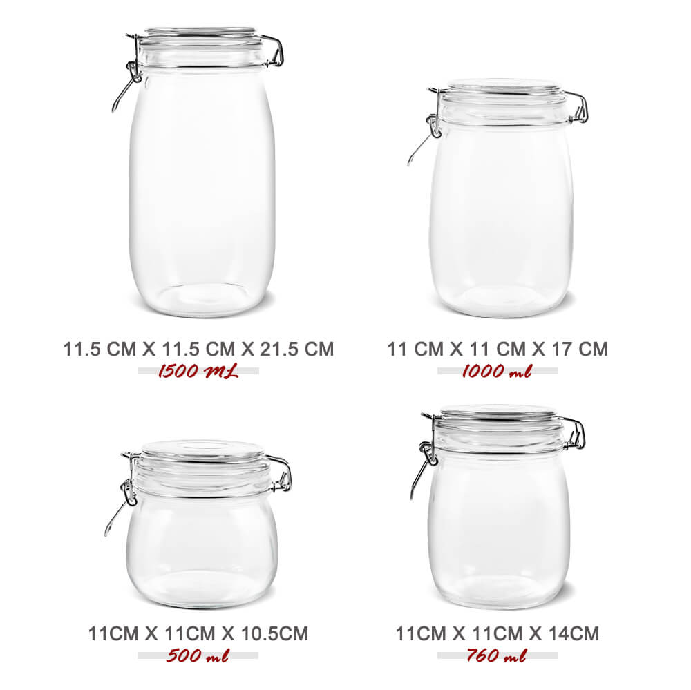 Masthome Sealed Glass Mason Jars Set of 4